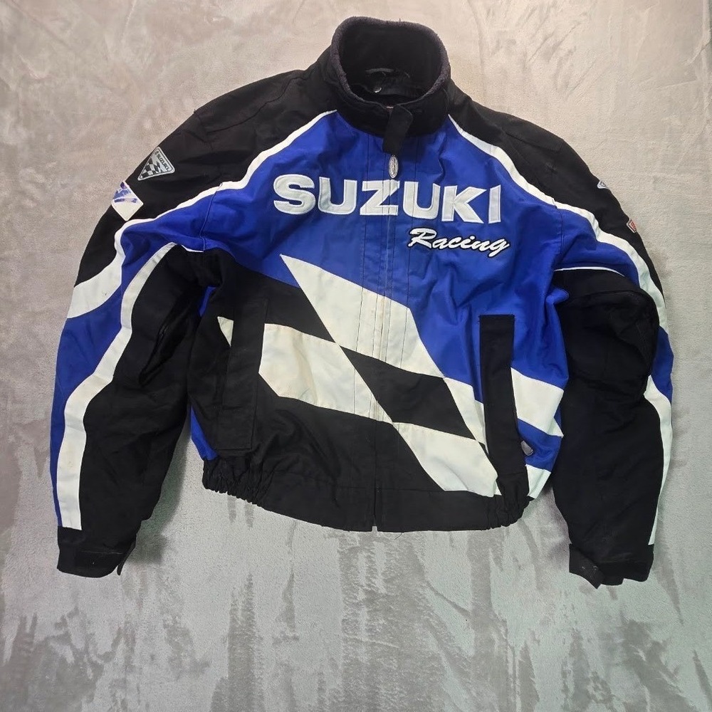 Suzuki Racing Motorcycle Jacket Intersport Blue Black White Mens Large Yoshimura